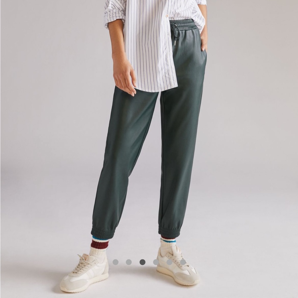 Anthropologie Avec Les Filles Faux Leather Dark Green Joggers